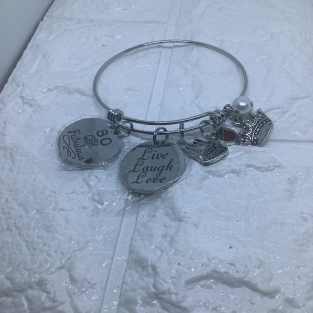 Women’s Expandable Charm Bracelets 80th Birthday - Picture 4 of 5